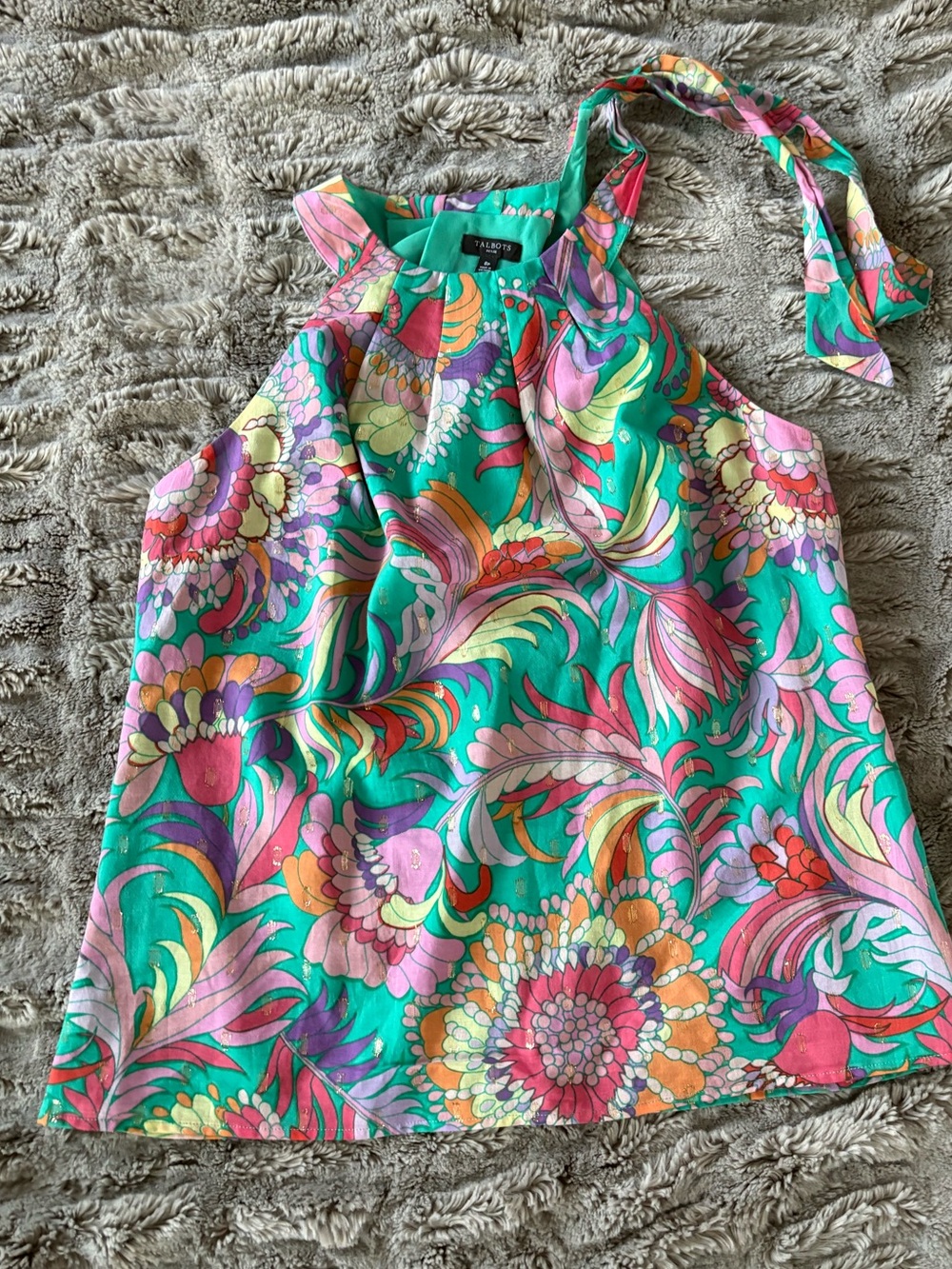 Talbots Turquoise Floral Halter Top